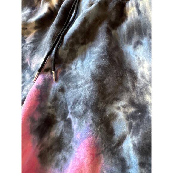 Streetwear Society Black Blue Pink Tie Dye XL Cutoff Drawstring Sweat Shorts - Picture 3 of 5